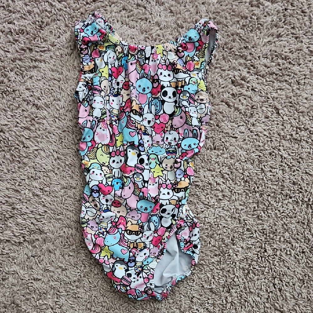 Girls Multicolor Character Print One-Piece Swimwear
